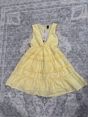 wild fable Sunny Yellow Tiered Ruffle Mini Dress size XS